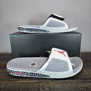 NEW Nike Air Jordan Hydro III Retro Slides Mens Size 8 White/Cement 854556-101